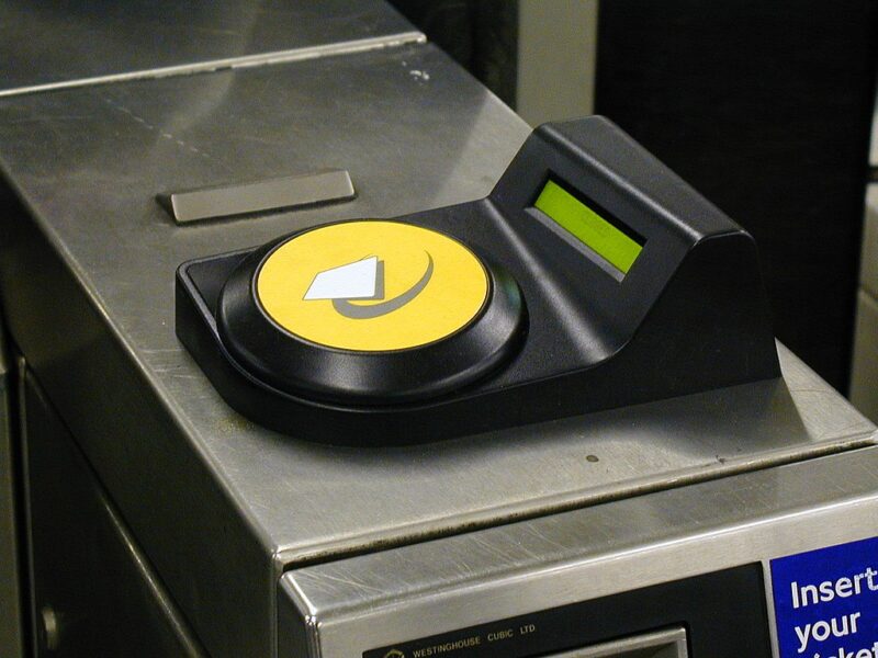 Yellow card reader in London transport